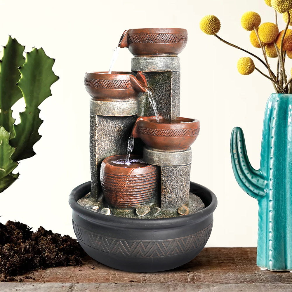 15.7-inch lightweight polyresin cascading tabletop fountain home decor