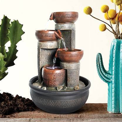 15.7-inch lightweight polyresin cascading tabletop fountain home decor