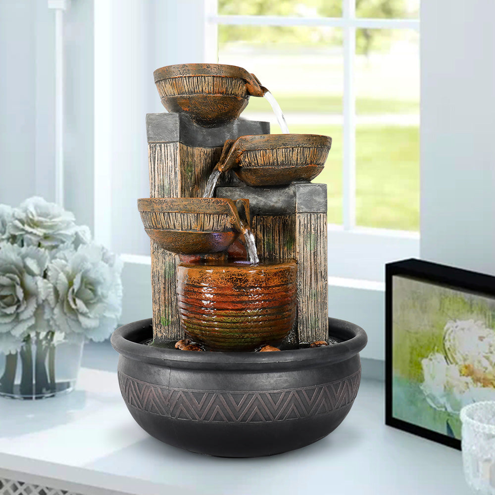 Resin Terracotta 5 Tier Tabletop Fountain 15 Inch