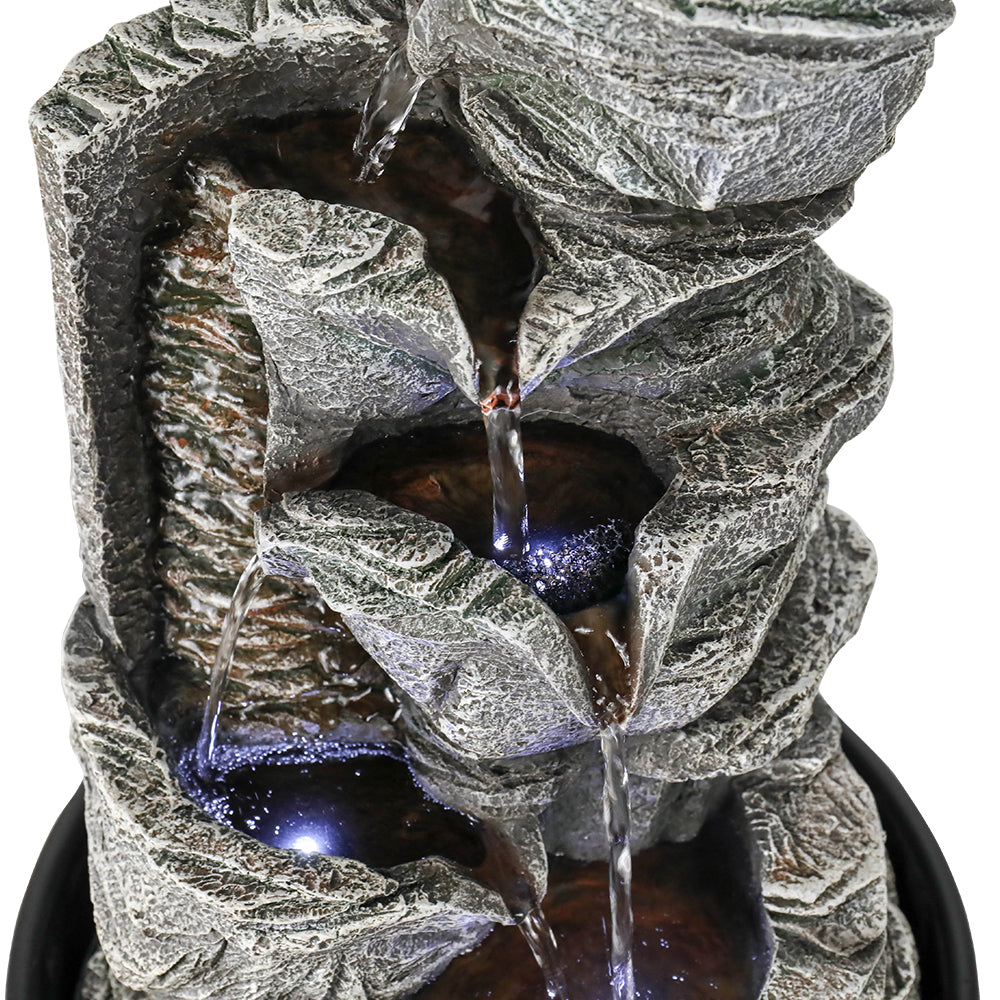 Resin Stacked Rock Tabletop Indoor Fountain with LED Lights- 15.7&quot; H