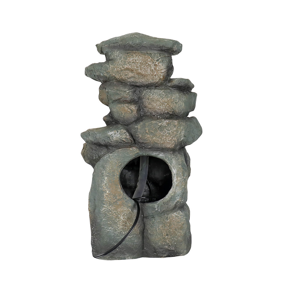 16-inch Resin Stacked Rock Indoor Fountain with LED Lighting - Backlit