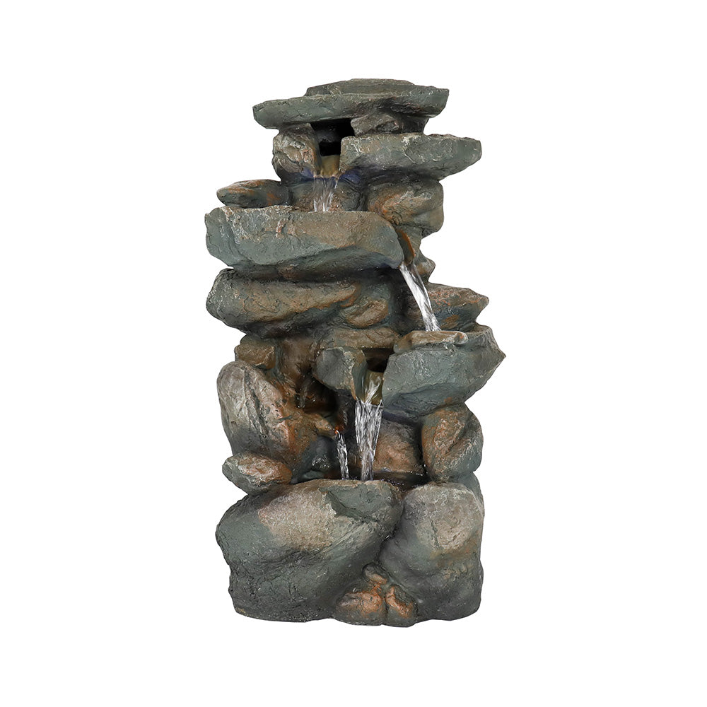 16-inch Resin Stacked Rock Indoor Fountain with LED Lights - Left Side