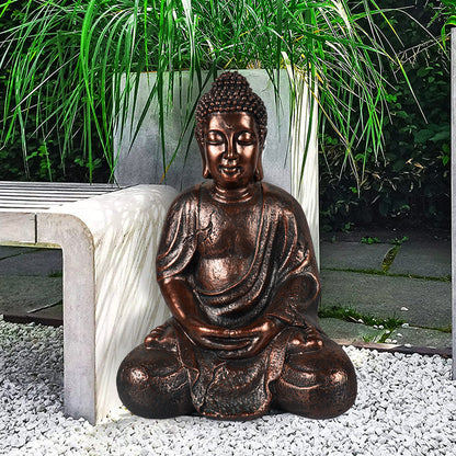16.1 Inch Fiber Concrete Zen Buddha Sculpture - Full View