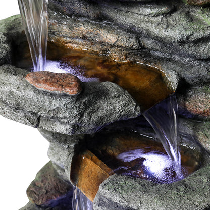 32.6&quot;H-Simulation Slate Stone Garden Outdoor Fountain with LED Lights