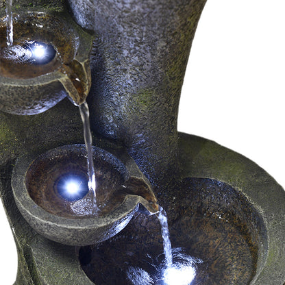 23.6” H Water Outdoor Bowl Fountain with LED Lights