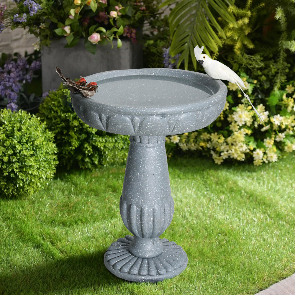 21.2 Inch Fiber Concrete Dual Purpose Bird Bath Fountain - Full View