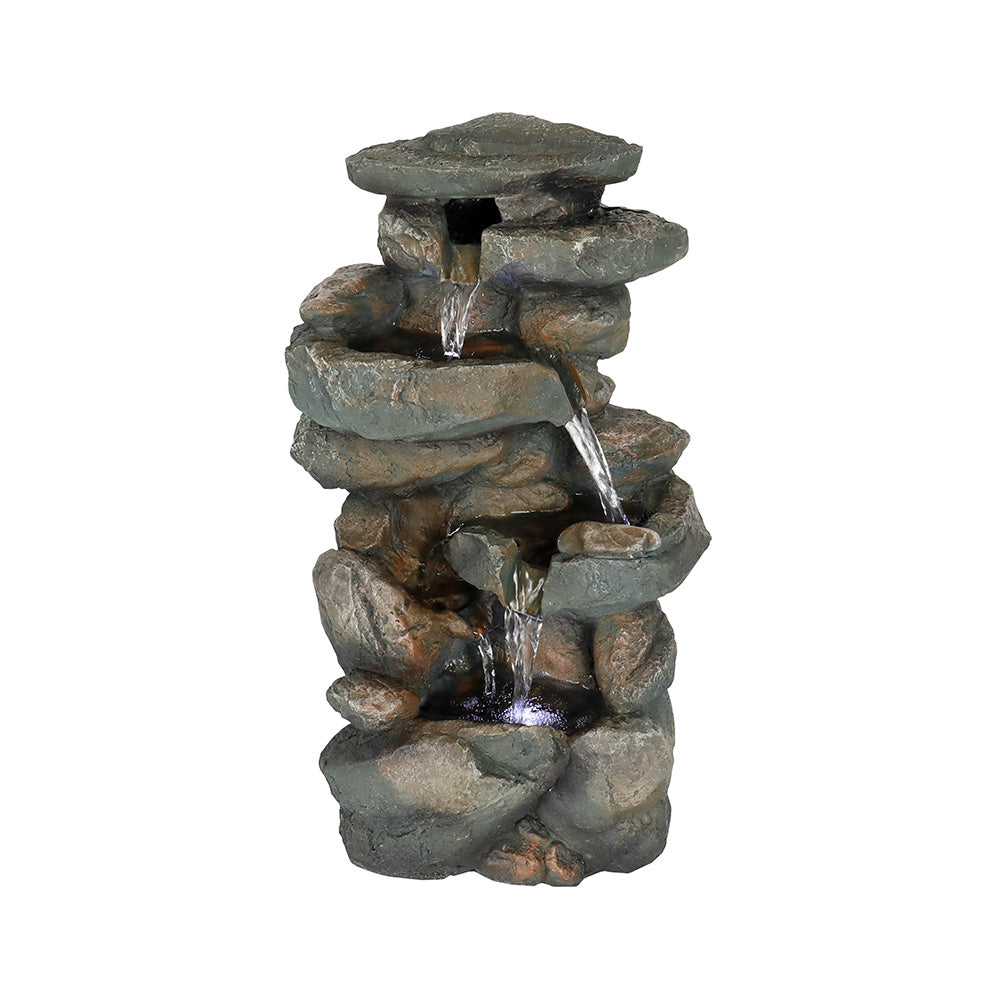 Resin Stacked Rock Indoor Tabletop Fountain with LED Lights-16&quot;H