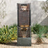 39.3 inch tall modern tiered cascading fountain in a contemporary garden landscape
