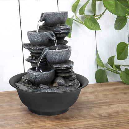 10.6“H Cascading Bowl Tabletops Fountain with LED light