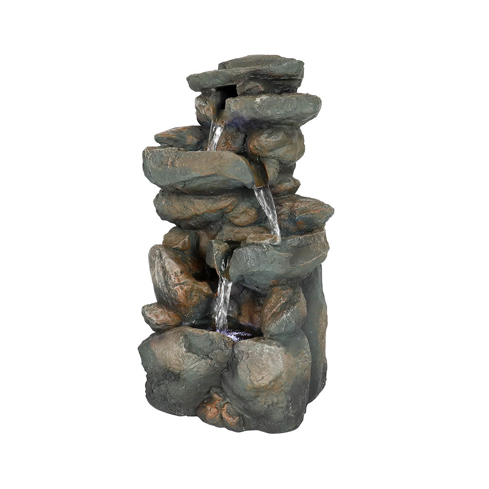 Resin Stacked Rock Indoor Tabletop Fountain with LED Lights-16&quot;H