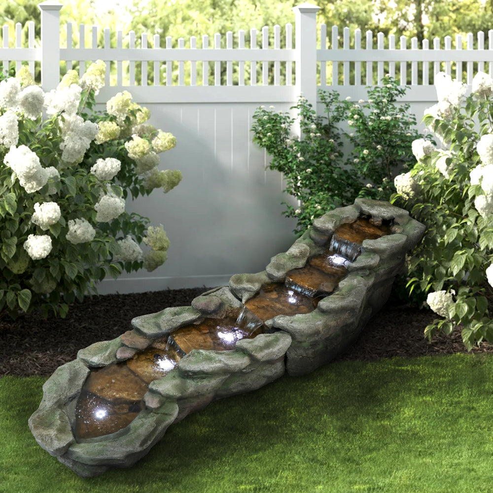 Shale Stream Outdoor Fountain with LED Lights for Garden