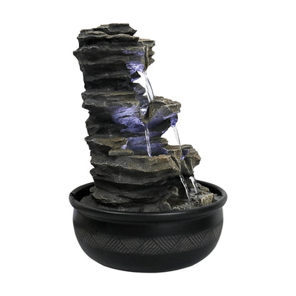 Resin Cascading Indoor Tabletop Fountain with LED Lights-15.7&quot;H