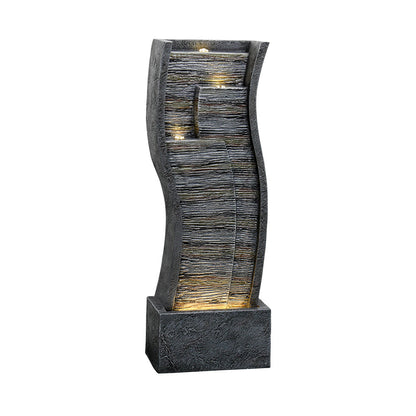 39.3&quot;H-Curve Rocks Tiered Fountain Outdoor Fountain with LED Light