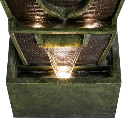 38.3&quot;H-Garden Outdoor Fountain with Warm LED Lights