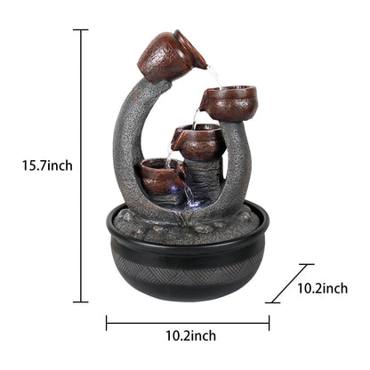 5-Tiered Resin Indoor Tabletop Fountain with LED Lights-15.7&quot;H