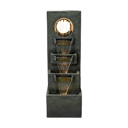 39.3&quot;H-Tiered Designed Outdoor Fountain with LED Lights