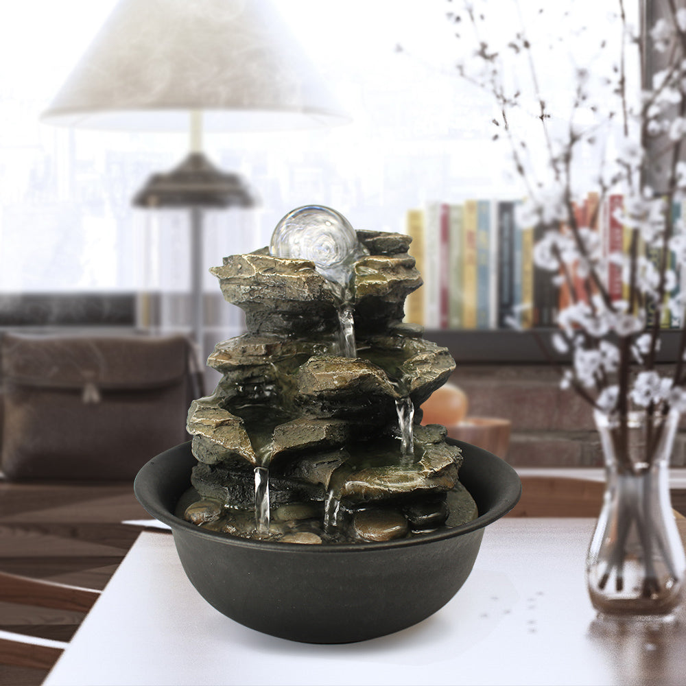 Rock Tabletop Indoor Fountain with LED Lights-8.3&quot;H