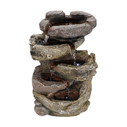 5-Tiered Resin Stacked Indoor Tabletop Fountain with Lights - 15&quot;H