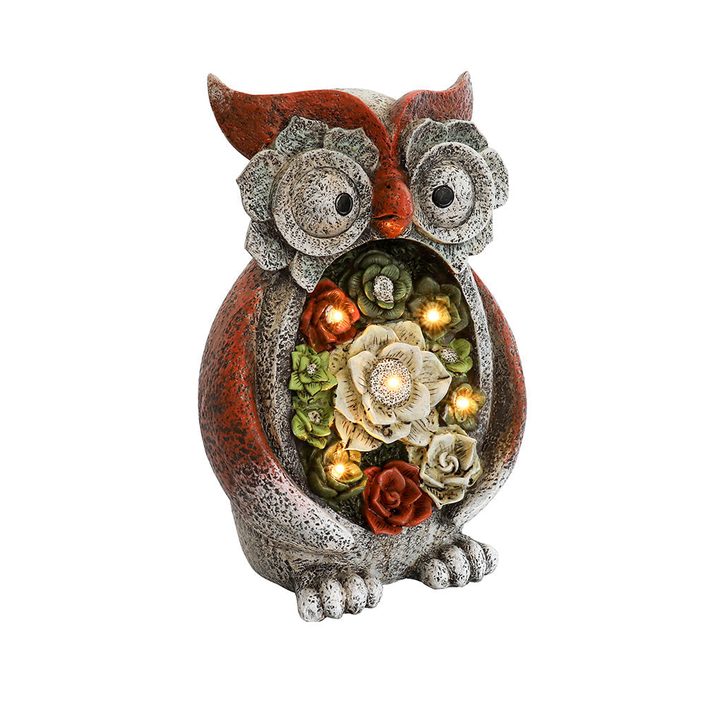 Garden Solar Resin Owl Decoration with 4 LED Lights