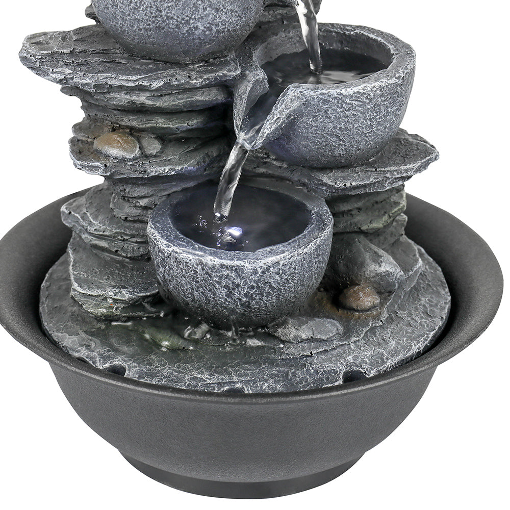 10.6“H Cascading Bowl Tabletops Fountain with LED light
