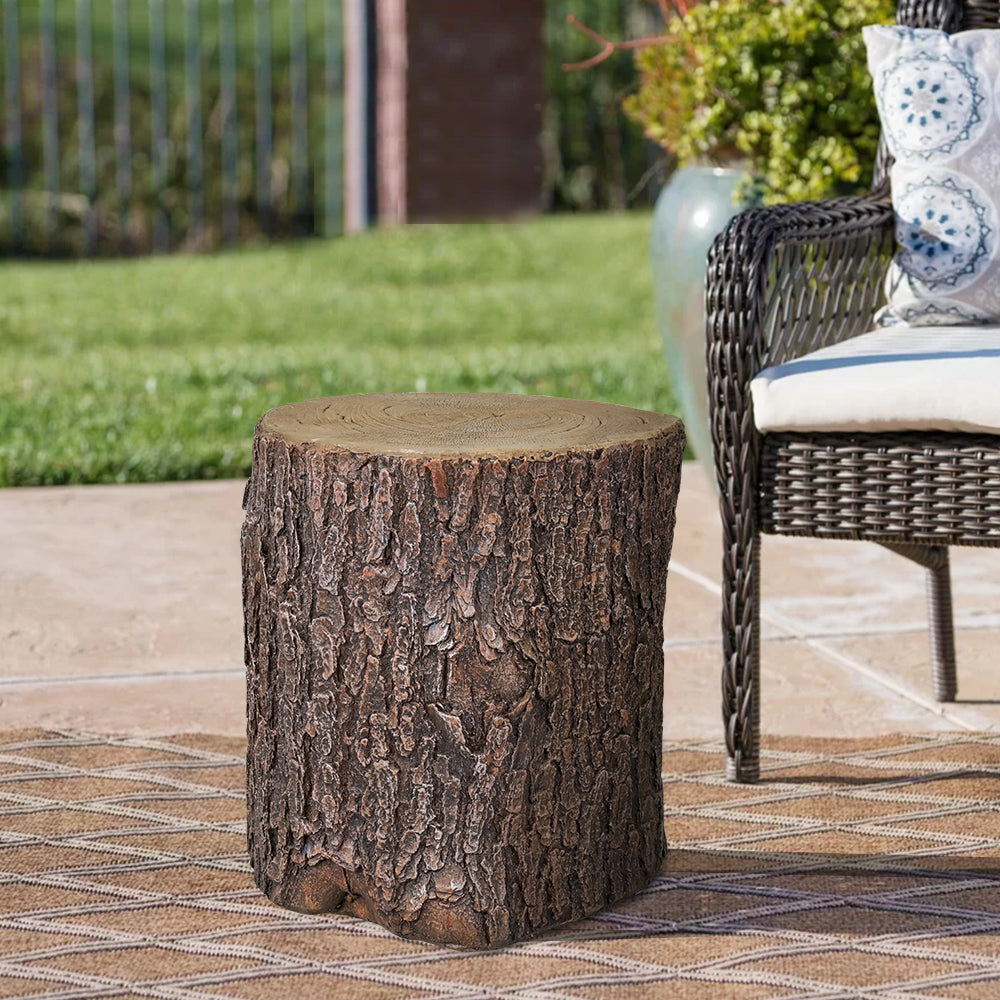 Outdoor Concrete Faux Oak Stump Statue - Functional Garden Decor and Table