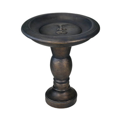 Antique Pedestal Birdbath with Faux Stone Appearance Side Profile