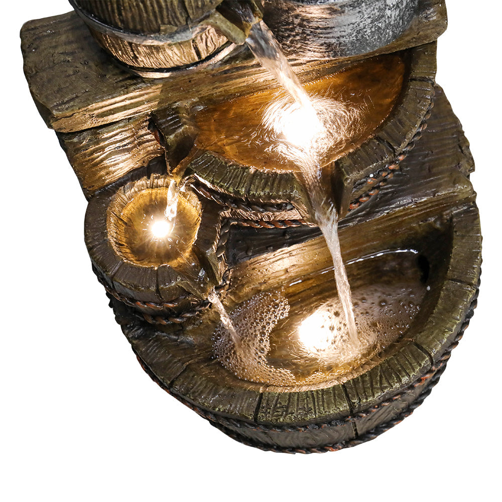 Close-up of Water Cascading from Barrels into Trough 2