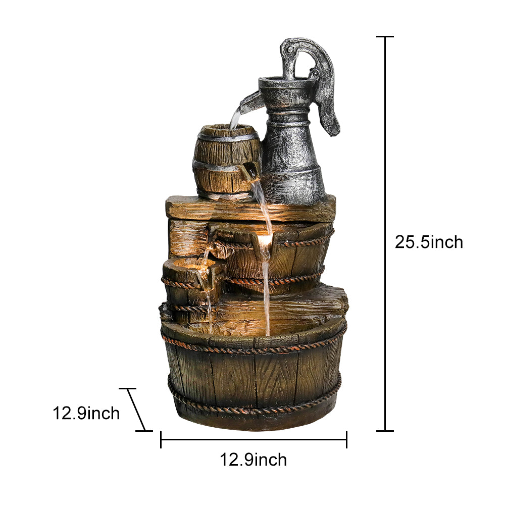 Close-up of Water Cascading from Barrels into Trough 3
