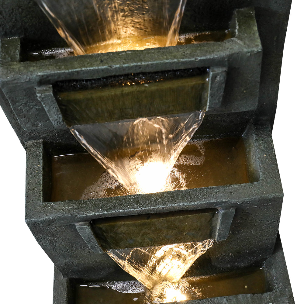Resin Moon Gate Outdoor Water Fountain 39 Inch Warm in garden setting
