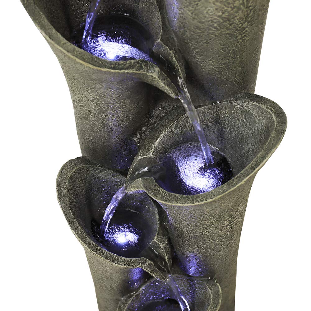 Resin Angled Pillar Outdoor Floor Fountain 39 in 14 lb full view