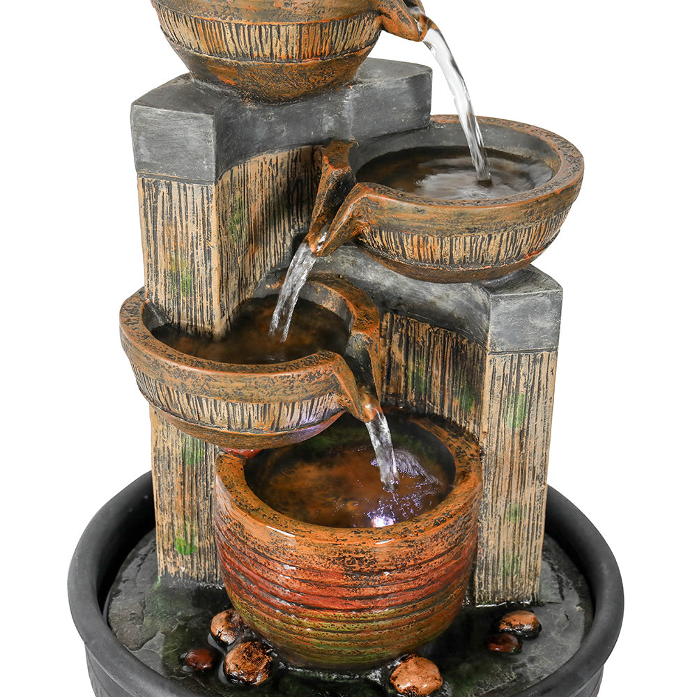 Resin Terracotta 5 Tier Tabletop Fountain 15 Inch full view