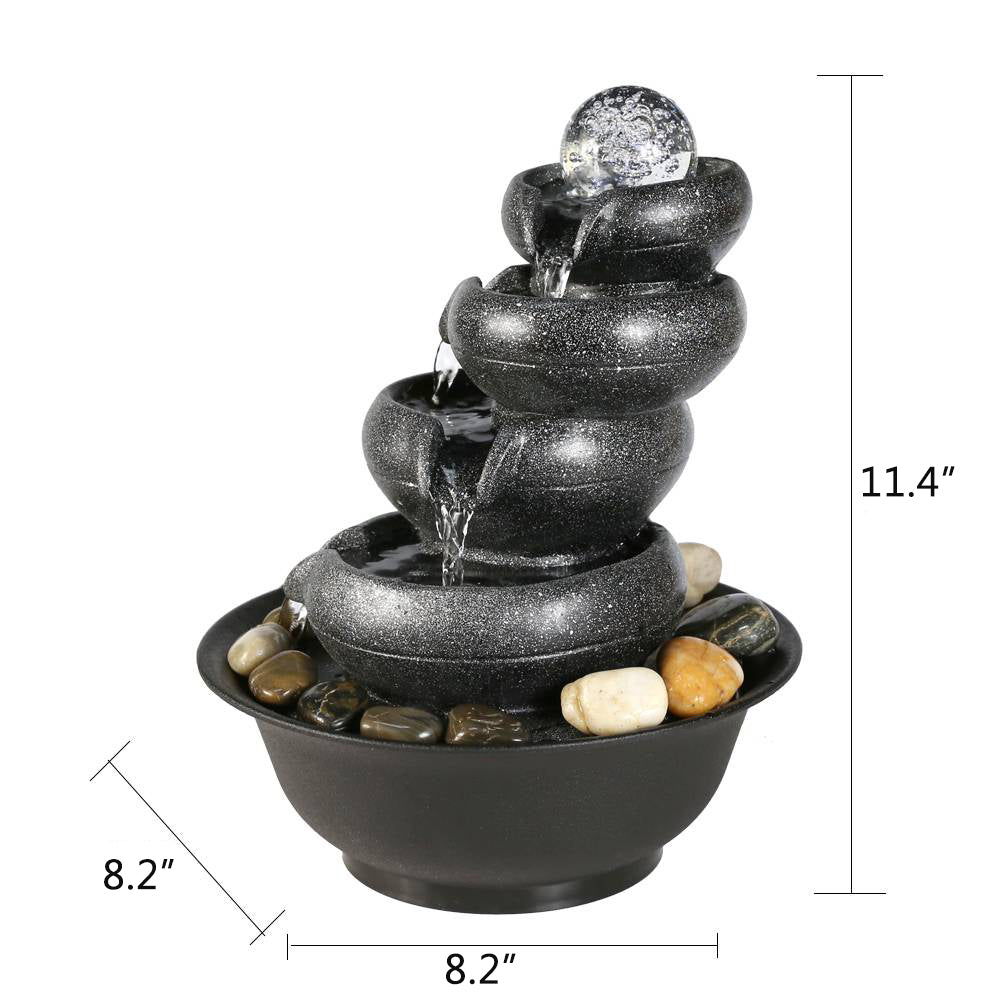 Dimensions Diagram 11.4 H x 8.27 L x 8.27 W Inch Tabletop Fountain