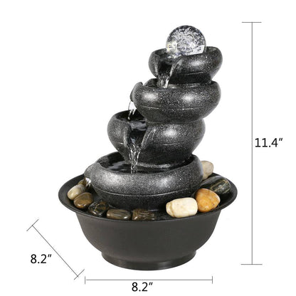 Dimensions Diagram 11.4 H x 8.27 L x 8.27 W Inch Tabletop Fountain