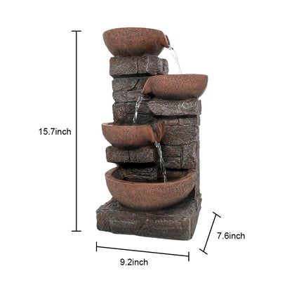 Dimensions Diagram 15.7 H x 9.2 L x 7.6 W Inch Brick Bowl Fountain