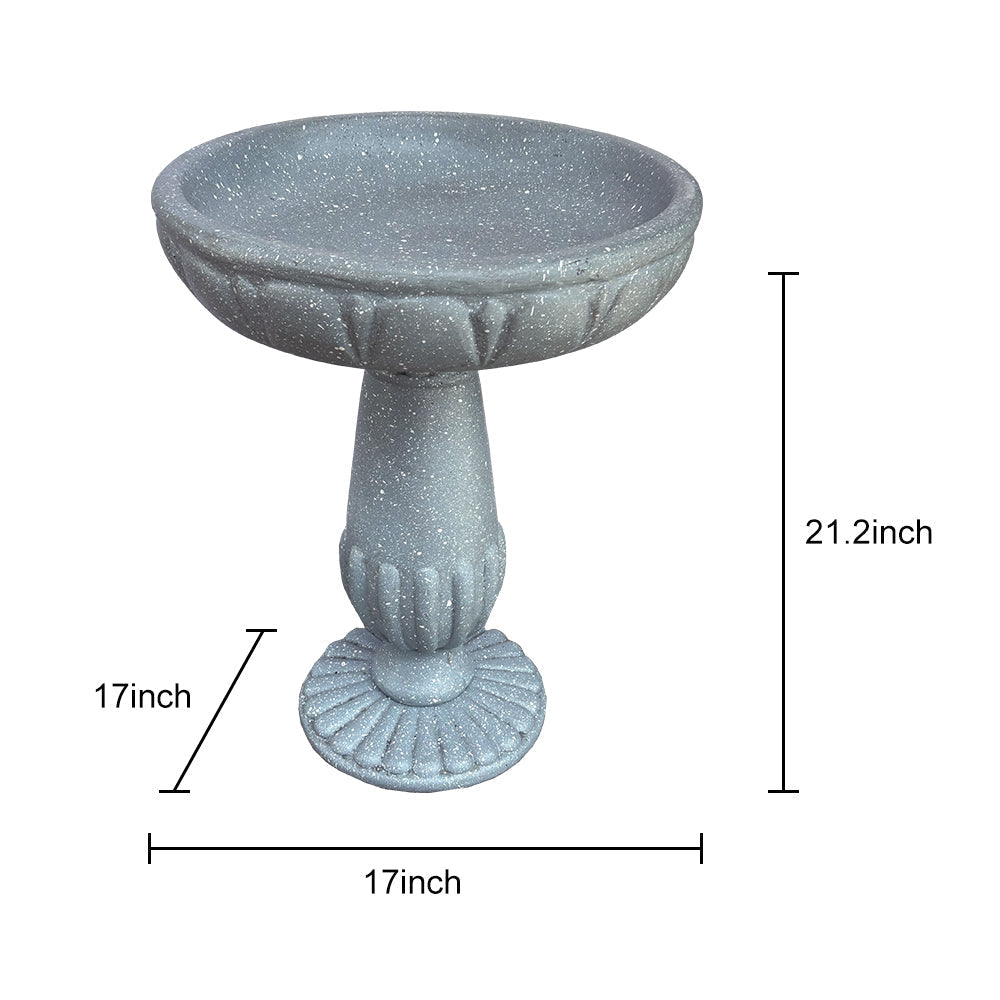Dimensions Diagram 21.2 H x 17 D Inch Fiber Concrete Bird Bath