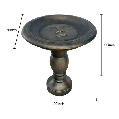 Dimensions Diagram 22 H x 20 D Inch Fiber Concrete Birdbath