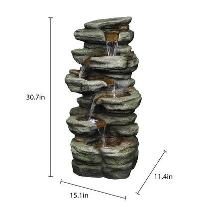 Dimensions Diagram 30.7 H x 15.1 L x 11.4 W Inch Faux Rock Fountain