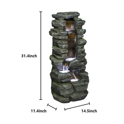 Dimensions Diagram 31.4 H x 14.5 L x 11.4 W Inch Stacked Shale Fountain