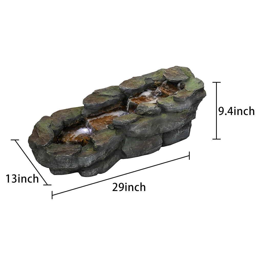 Dimensions Diagram 9.4 H x 29 L x 13 W Inch Stream Fountain