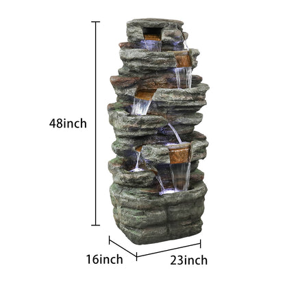 Dimensions chart for the 23x16x48" large stacked shale outdoor water feature