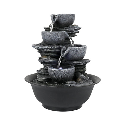 Front view of the 10.6" tiered cascading bowl tabletop fountain on white