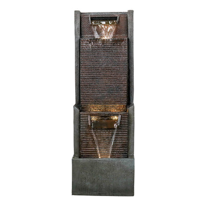Front view of the 39.3"H modern tiered cascading garden fountain on white background