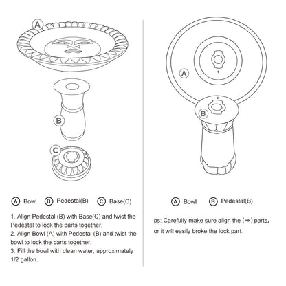 Instruction Manual for Fiber Concrete Antique Pedestal Birdbath