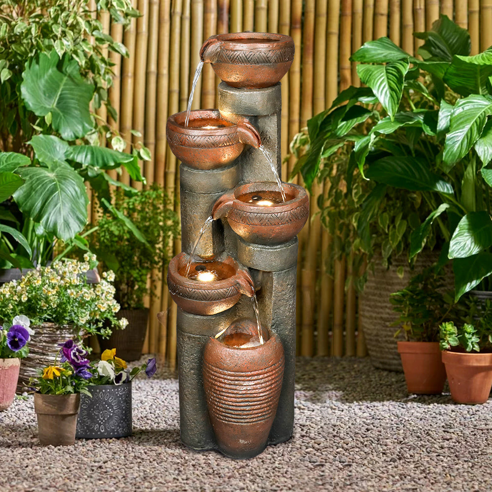 Resin Copper Bowl Cascading Column Fountain 39 Inch material texture detail