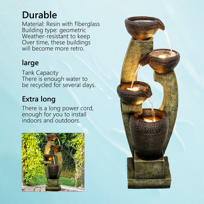 PeterIvan 40 inch tall modern tiered fountain with a unique artistic hollow-out design