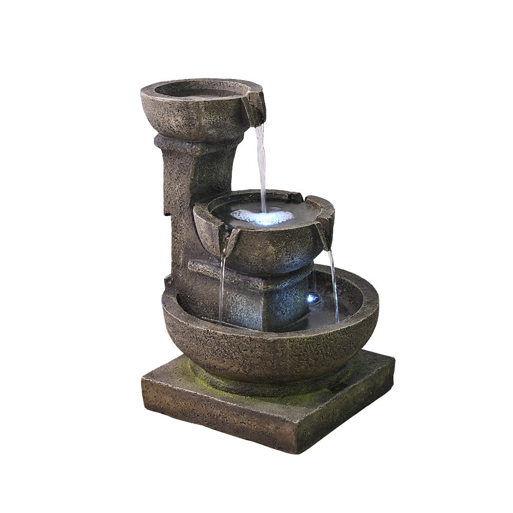 Resin Classical 3 Tier Tabletop Garden Fountain 16 Inch close up of water flow