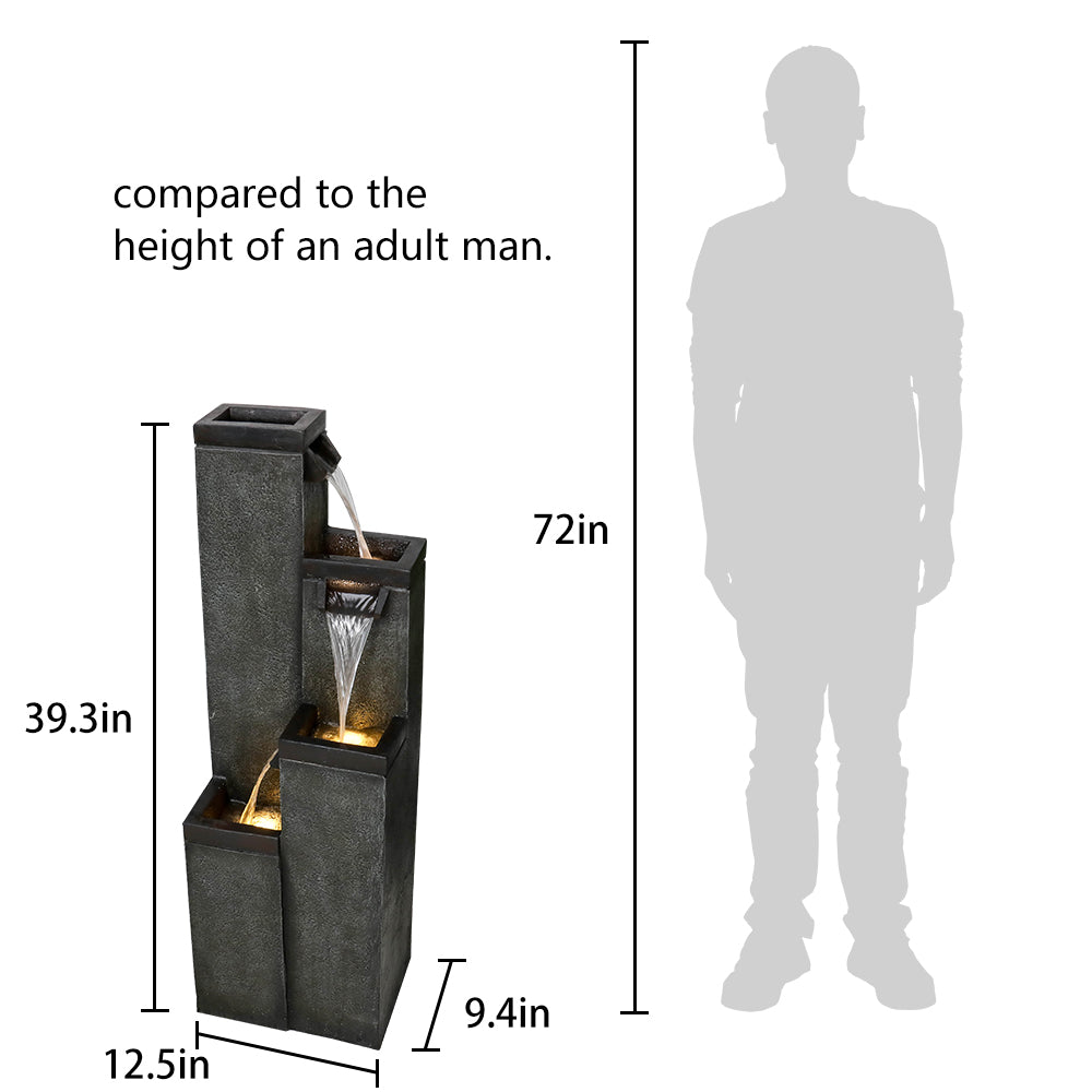 Size Comparison of 39.3 Inch 4-Tier Fountain Relative to Adult Height