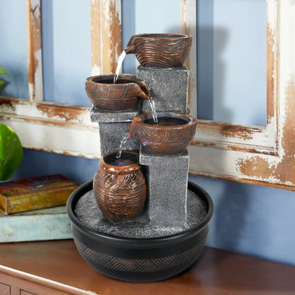 Tabletop Fountain on Office Desk for Relaxation and Focus
