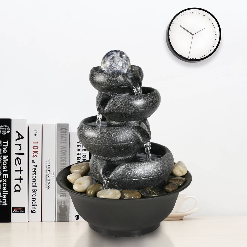 Tabletop Fountain on Office Desk for Relaxation and Stress Reduction
