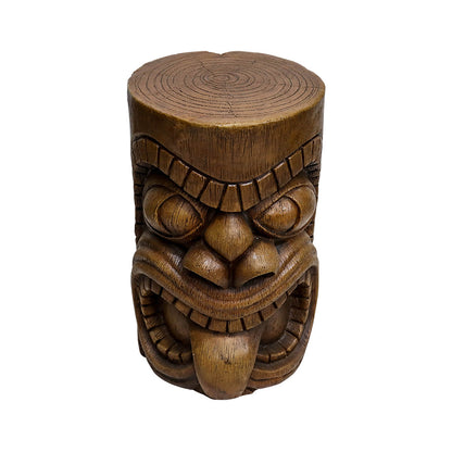 Tribal-style tiki sculpture, top view